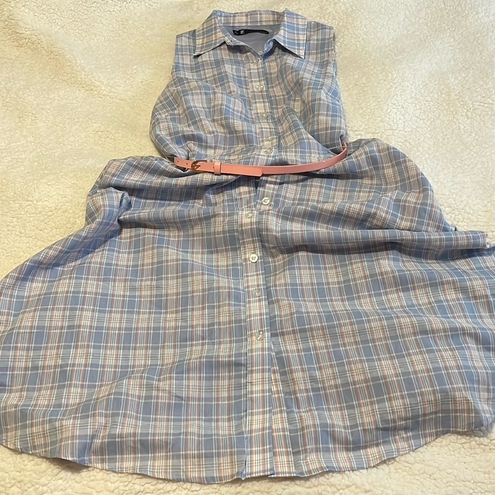 Leslie Fay Plaid Button Down Sleeveless Full Dress Size 10 NWT